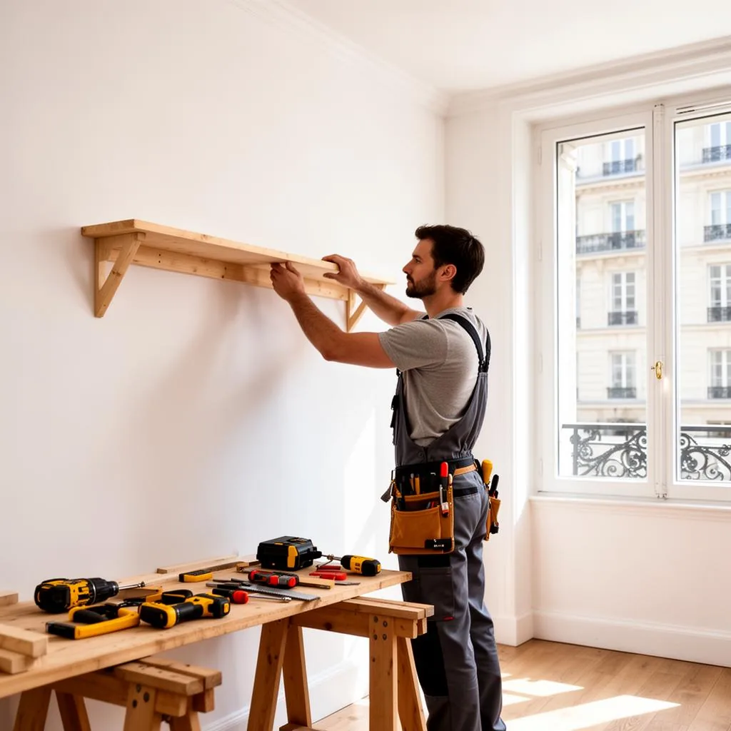 Bricoleur professionnel intervenant à domicile dans un appartement parisien