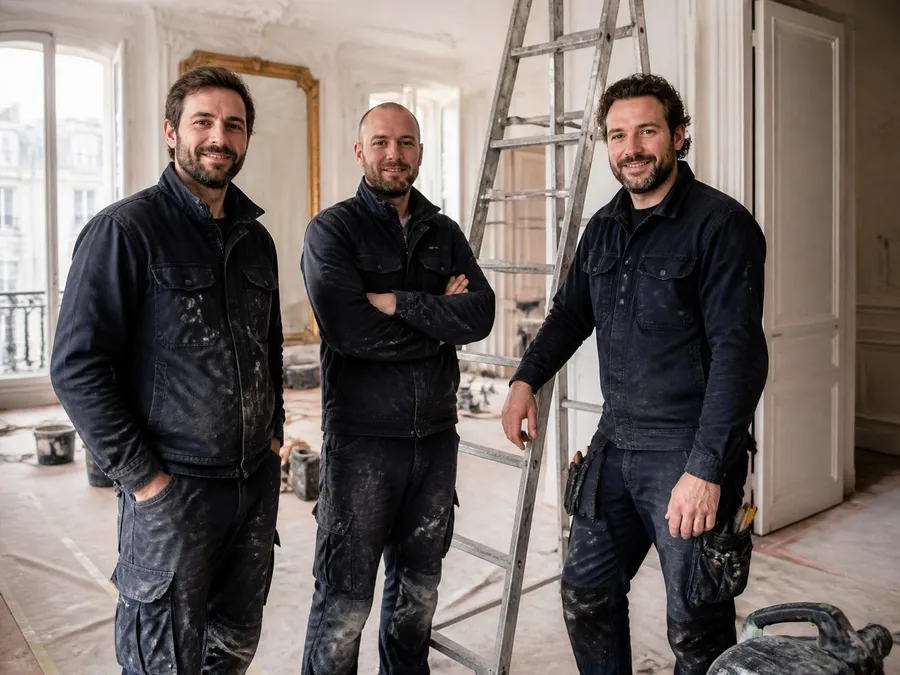 L'équipe Tonton Xpert Services sur un chantier de rénovation à Paris